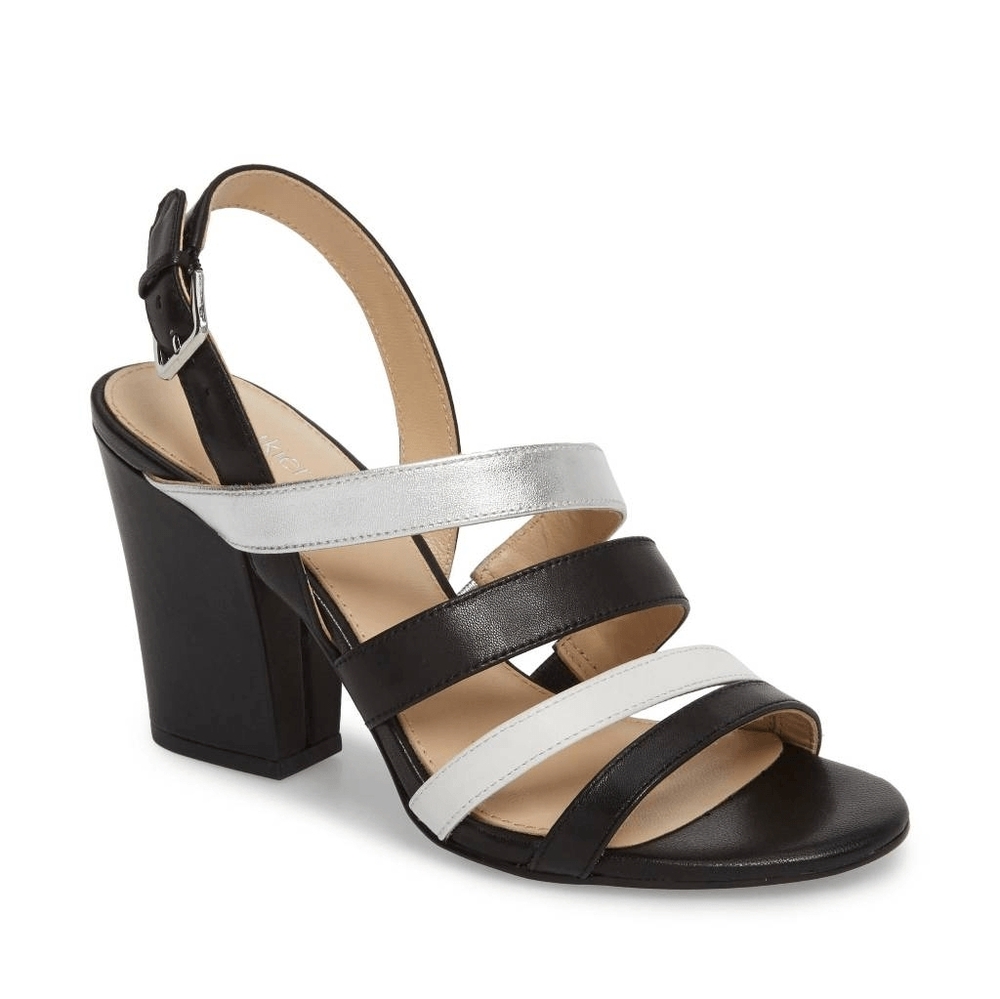 Botkier Sera Caged Heel Sandal Black Leather Chunky Heel Size 8.5